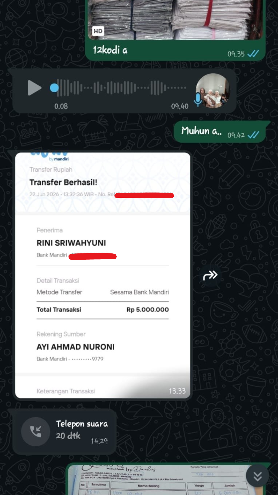 Bukti Resi Kargo Pengiriman Hijab Daalus